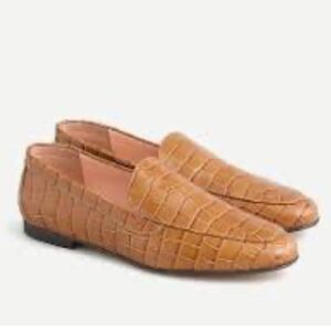 J Jill Brown Embossed Leather Loafers size 10